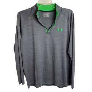 Under Armour Men gray/green Quarter Zip size‎ Medium loose fit Heat Gear